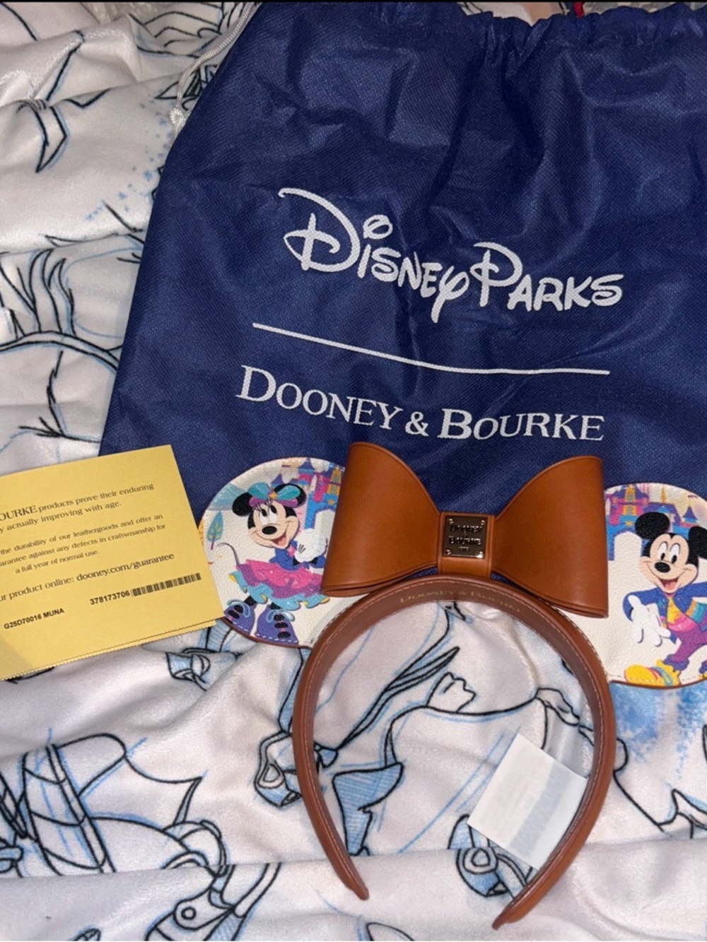 Disney Dooney & Bourke Brown Minnie Ear Headband with Patterned Ear Accents